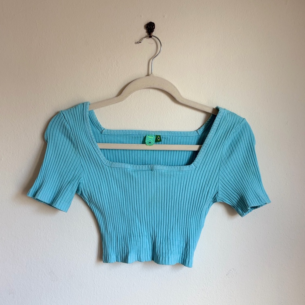 Farm Rio Teal Ribbed Crop Top